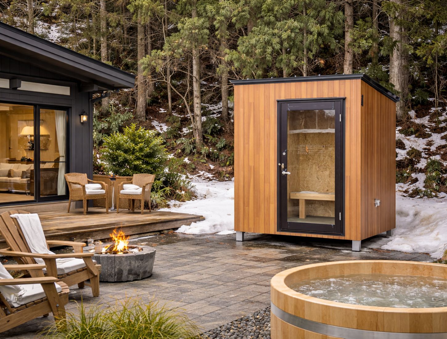 木造サウナ 設置イメージ(冬)
